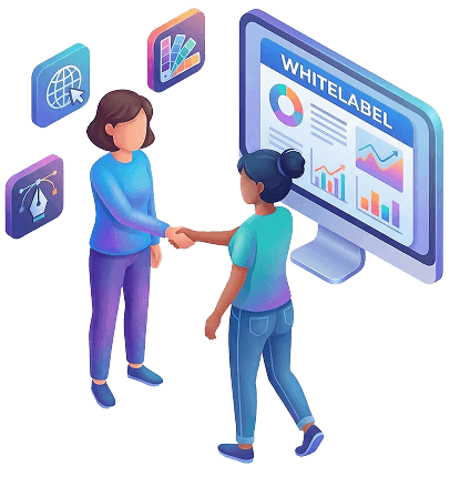White label agency workstation illustration