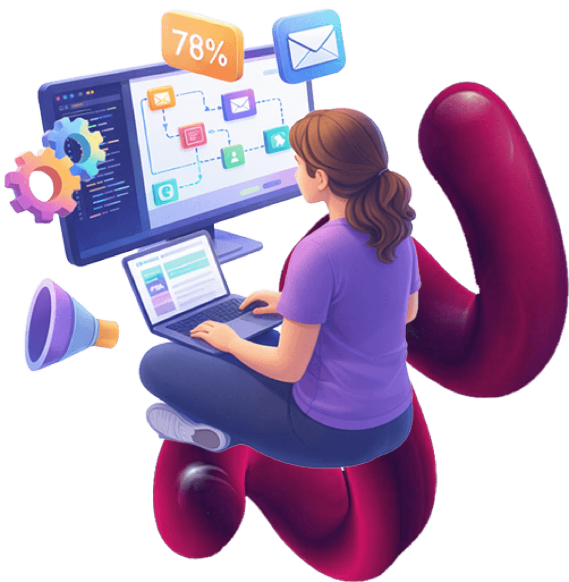 Hero illustration for email and funnels service