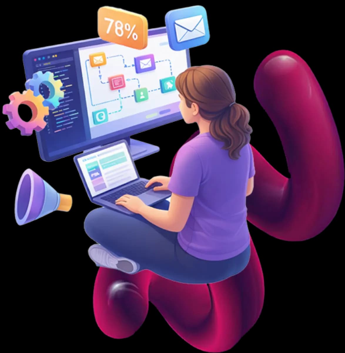 Hero illustration for email and funnels service