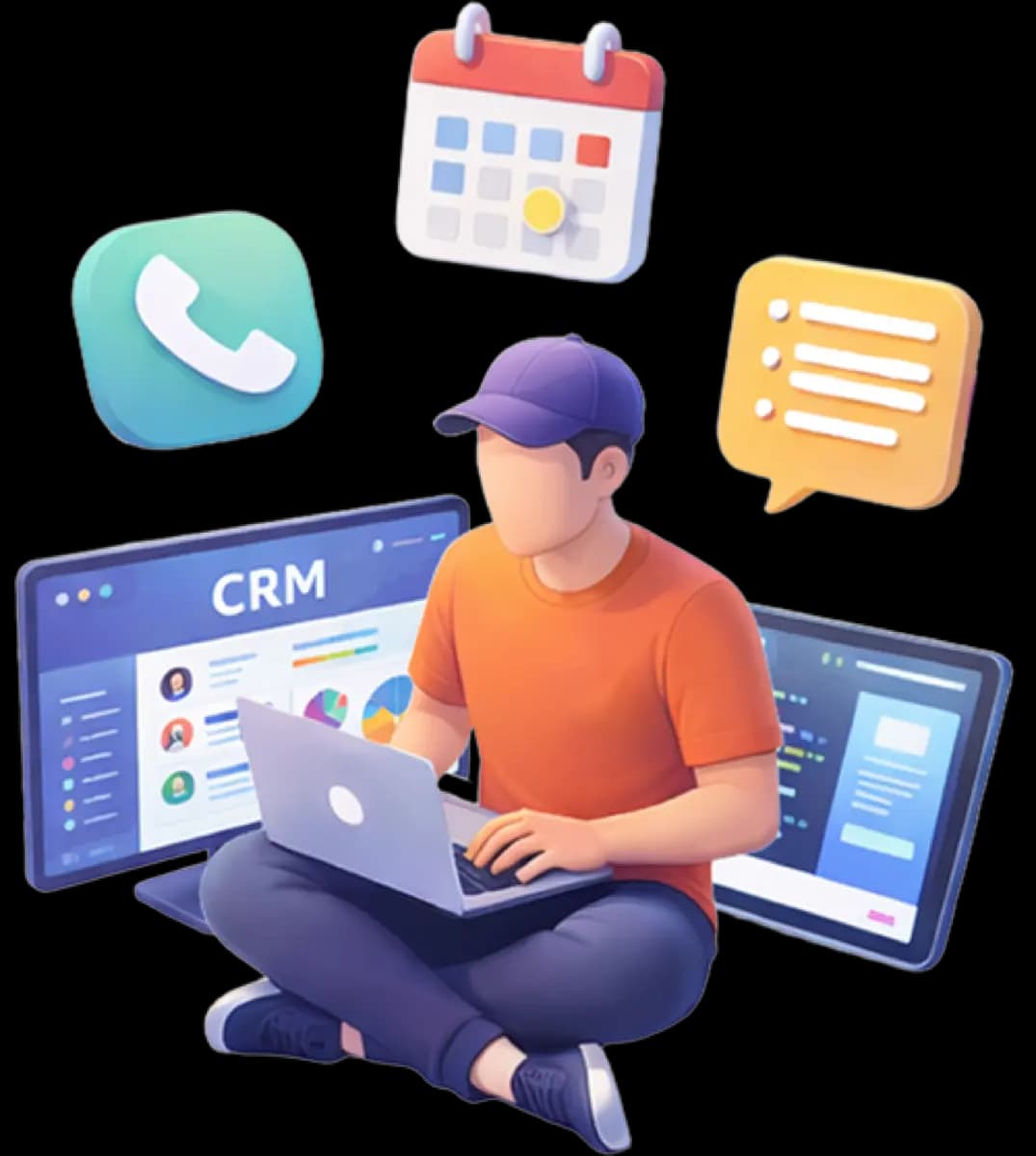 Hero illustration for CRM and automation service