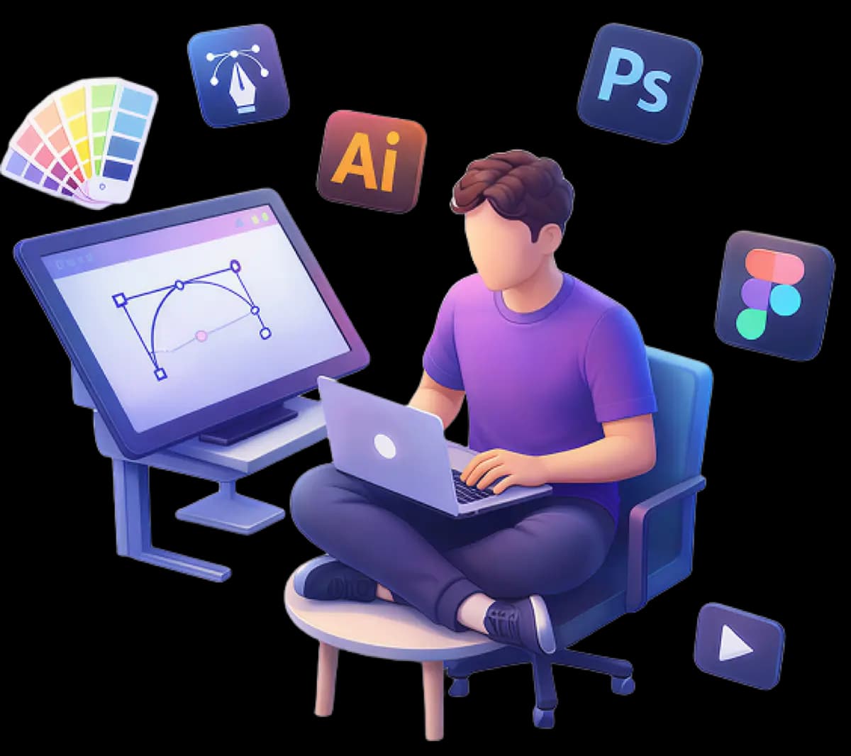 Hero illustration for graphic design service