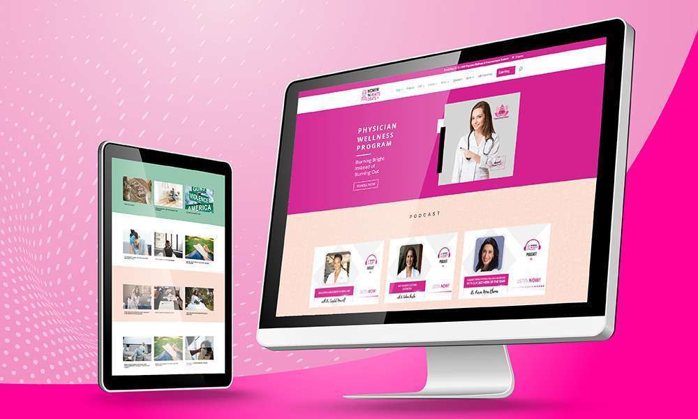 #7975 DeskTeam360 Case Study_Website Mock Up Woman in White Coats Op